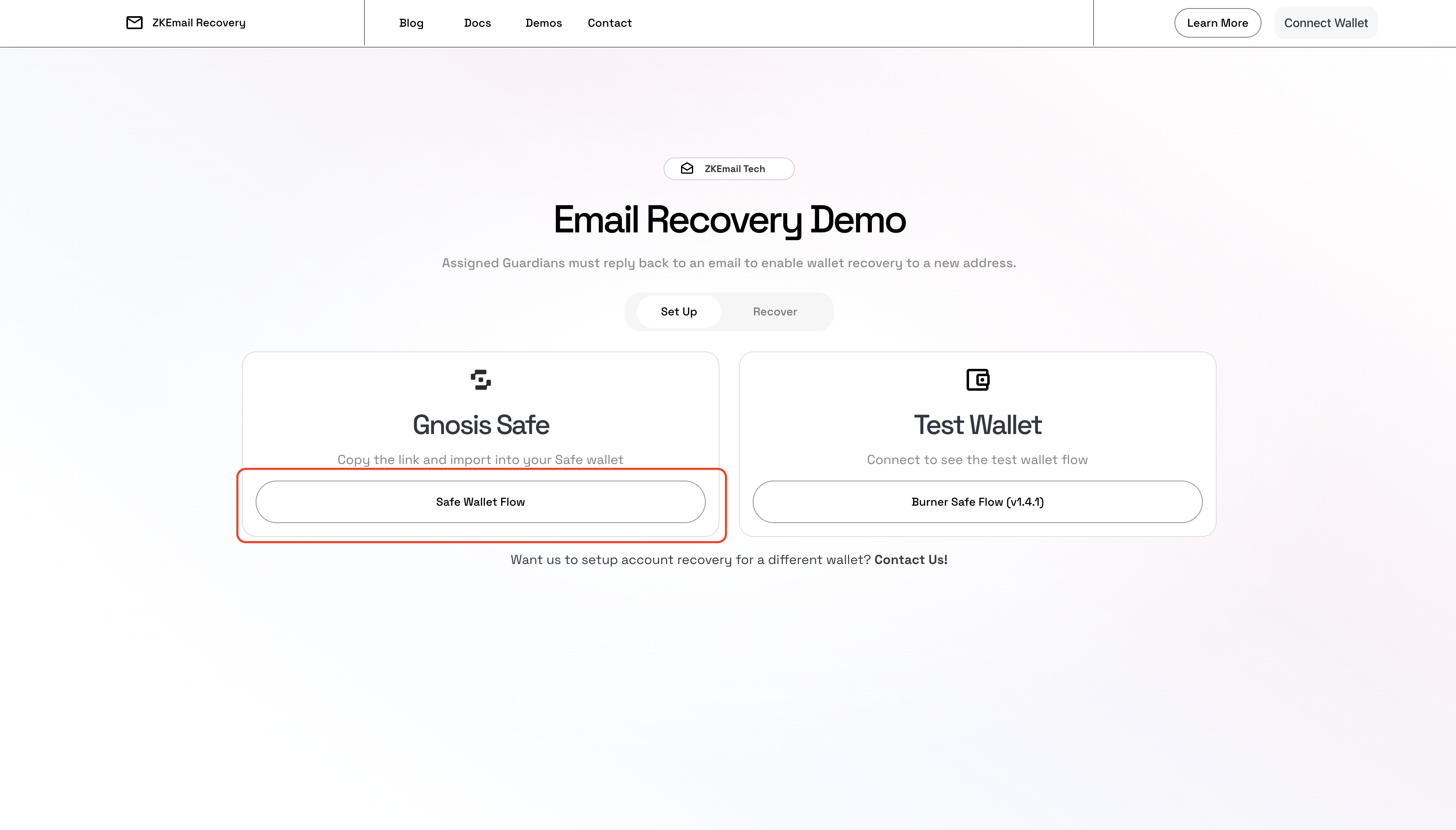 ZK Email Recovery Landing Page