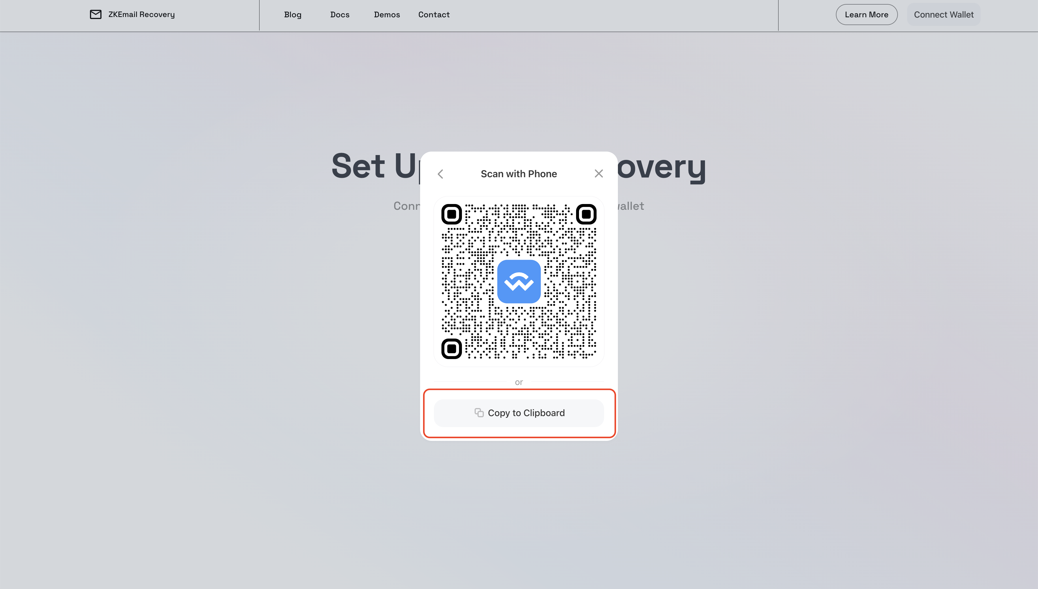 ZK Email Recovery WalletConnect Step