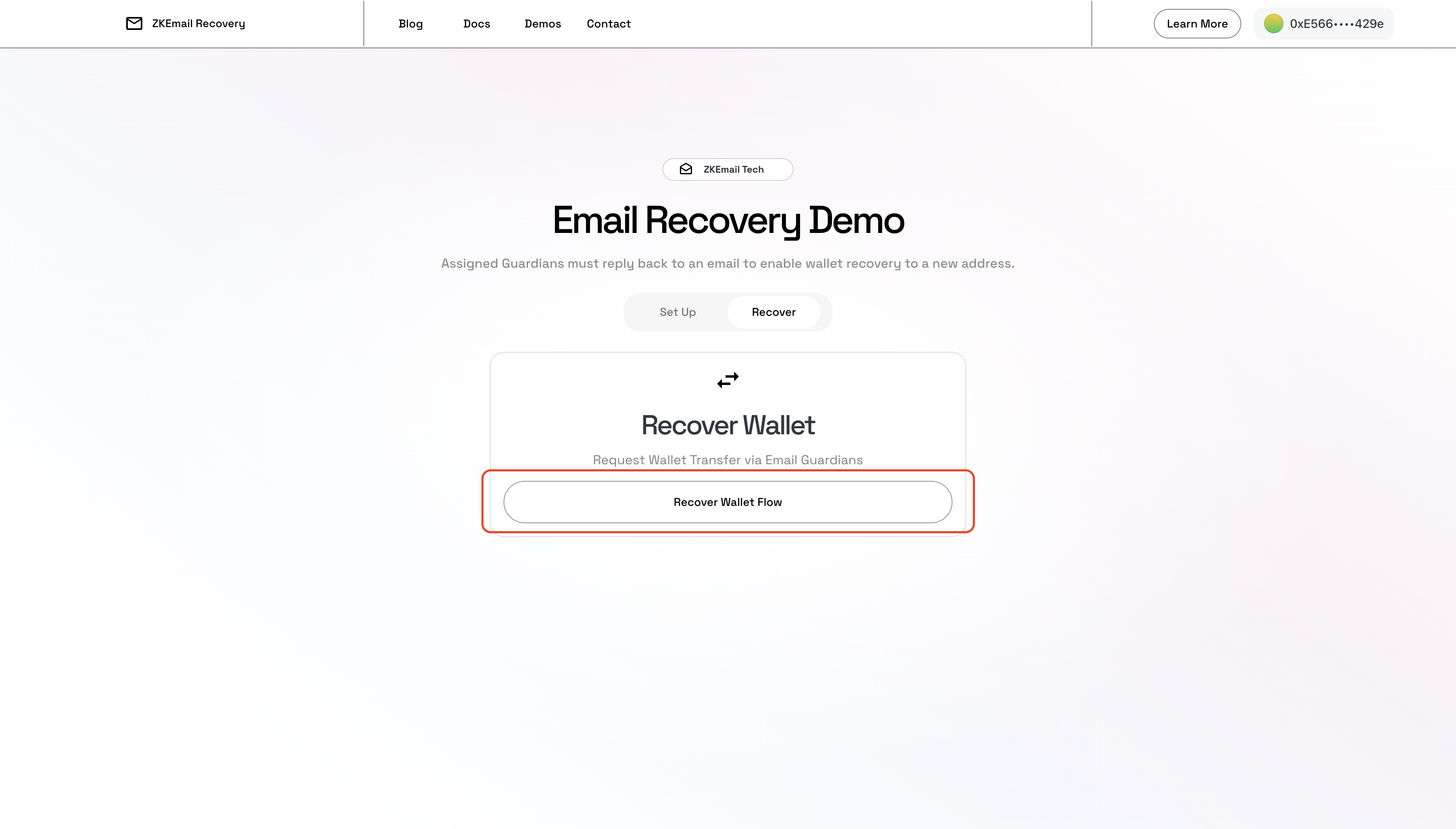 ZK Email Recovery Recover Step